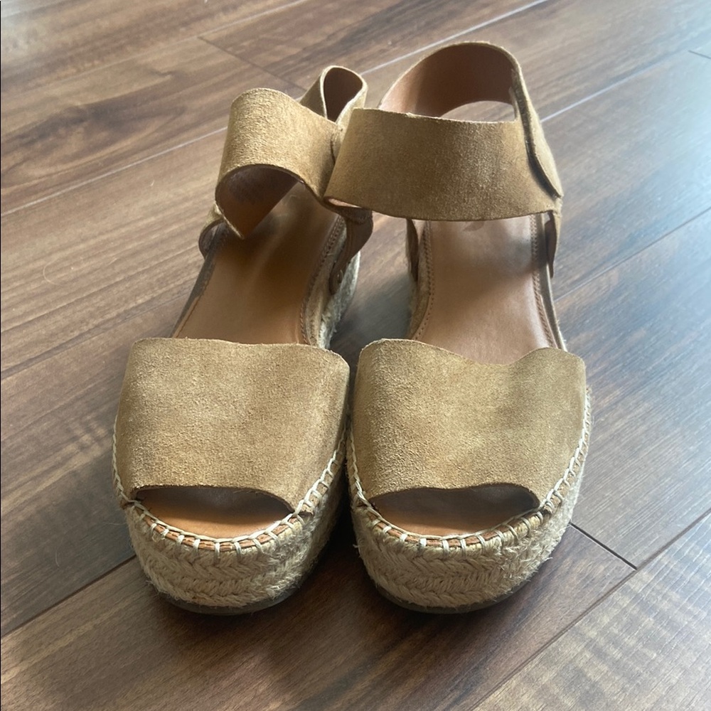 Franco Sarto - Tan Suede Platform Sandals